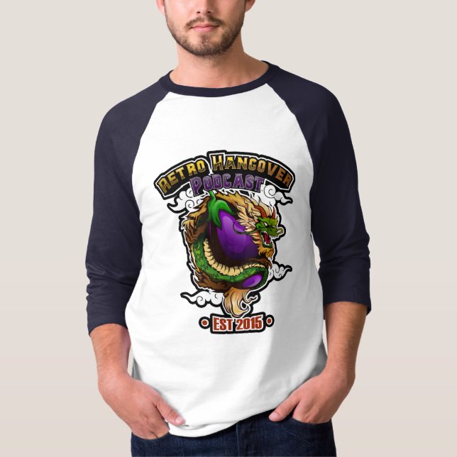 Gorp the Eggplant Dragon 3/4 Sleeve Raglan Tee (Front)