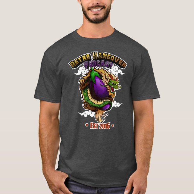 Gorp the Eggplant Dragon Men's Charcoal Tee (Front)