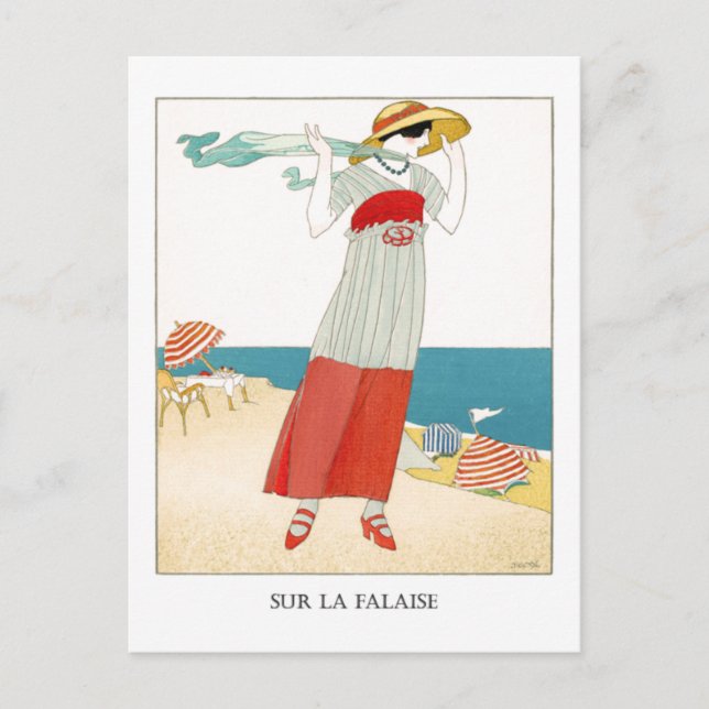 Gose French Art Deco Fashion Illustration Postcard (Front)
