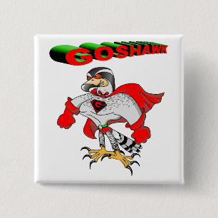 Goshawk Cartoon 15 Cm Square Badge