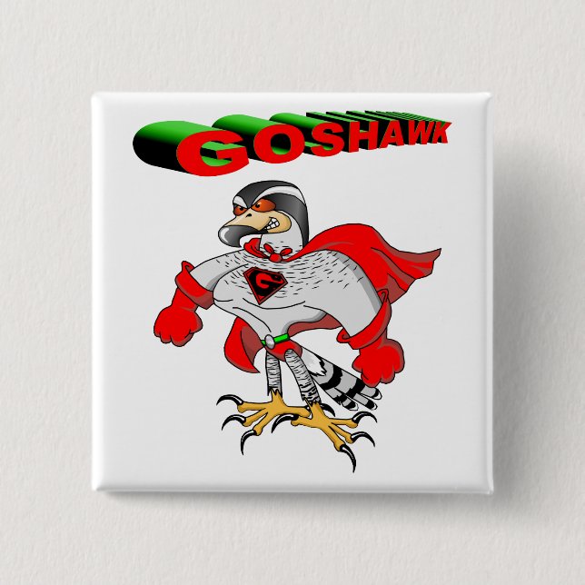 Goshawk Cartoon 15 Cm Square Badge (Front)
