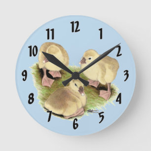 Goslings:  Buff African Round Clock
