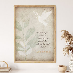 Gospel, Matthew 3:16-17; Scripture Wall Art, Bible Poster