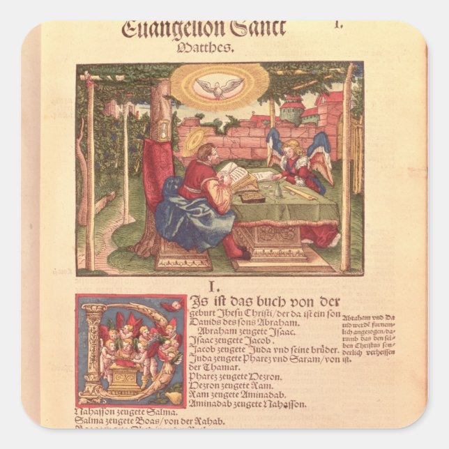 Gospel of St.Matthew, Book I Square Sticker (Front)