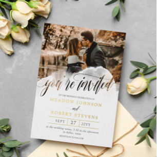 Gossamer Overlay Photo QR Informal Wedding Gold