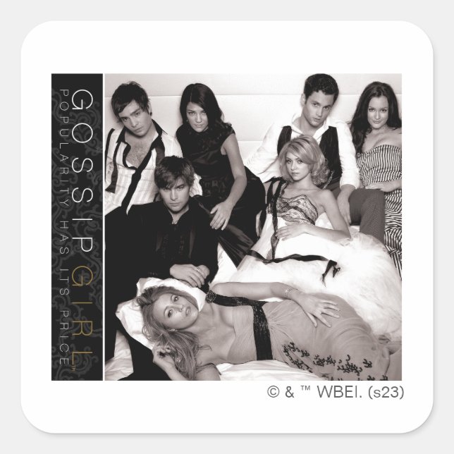 Gossip Girl Black and White Group Graphic Square Sticker (Front)