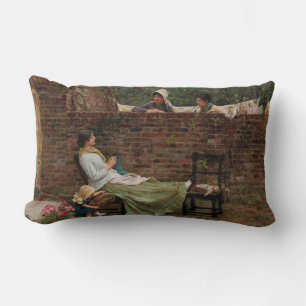 Gossip - John William Waterhouse Lumbar Cushion