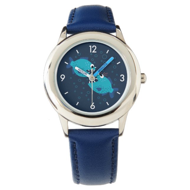 Gossiping Blue Piranha Fish Watch (Front)