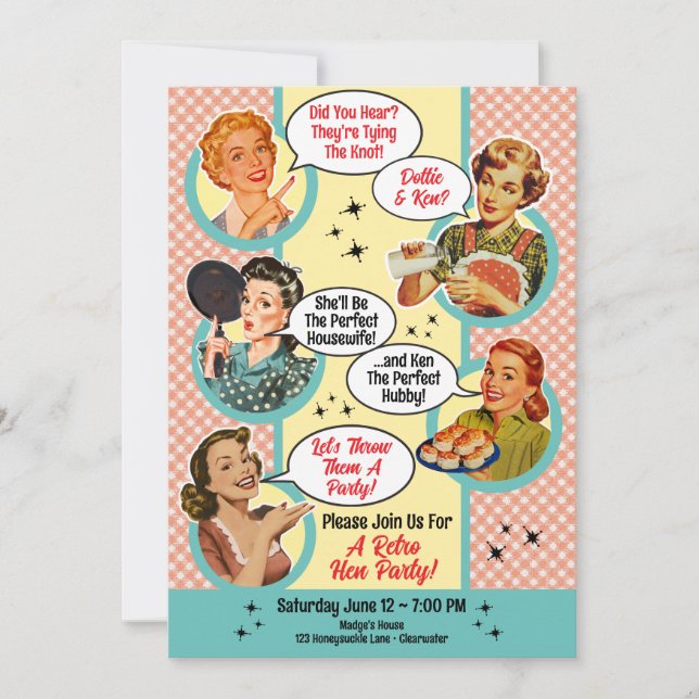 Gossiping Housewife Hen Party Bridal Shower Invitation (Front)