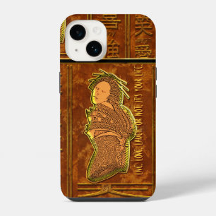 Got Characters? Japanese Design in Brown and Gold iPhone 14 Case
