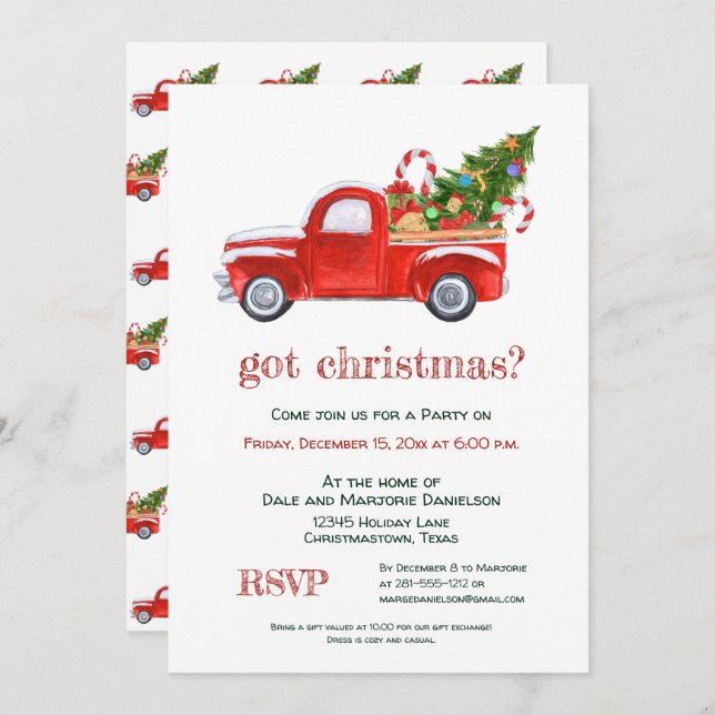 Got Christmas Rustic Vintage Red Truck Party Invitation (Front/Back)
