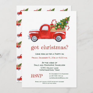 Got Christmas Rustic Vintage Red Truck Party Invitation