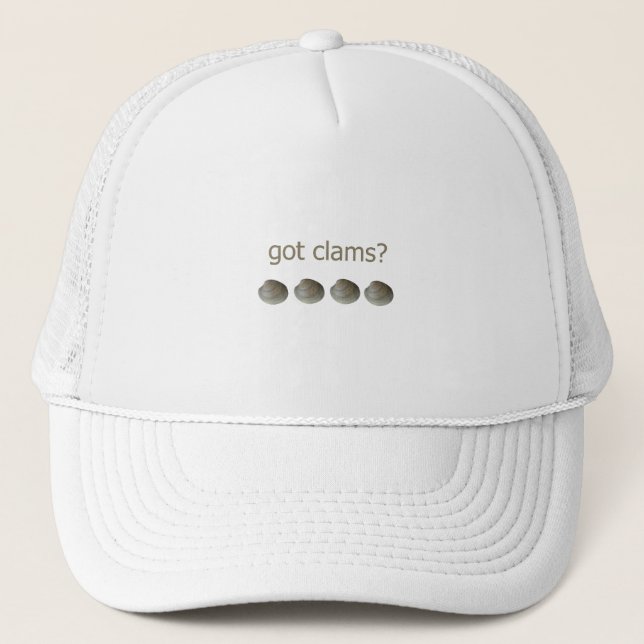 got clams? logo trucker hat (Front)
