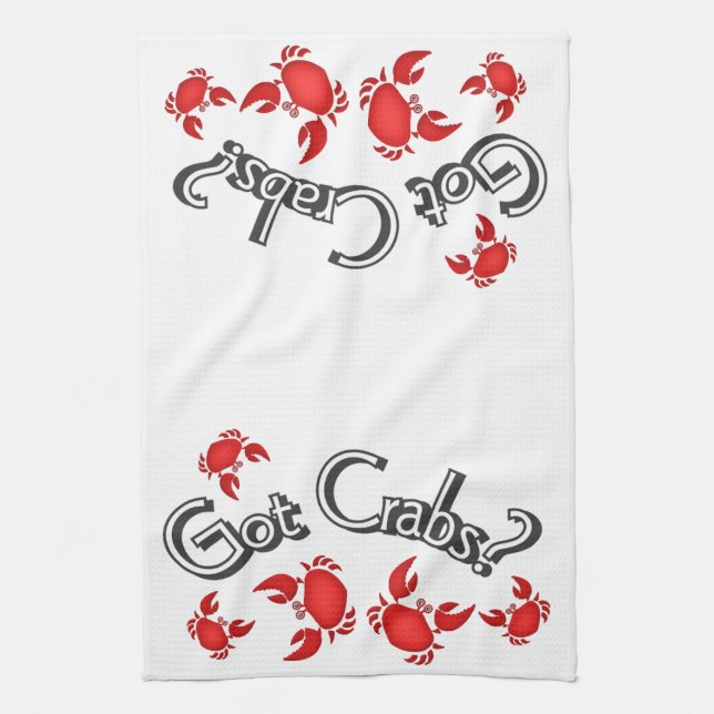 Got Crabs? Saying Red Crabs Humour Tea Towel (Vertical)