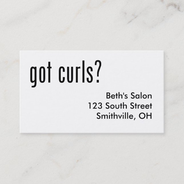 Got Curls? Appointment Card (Front)