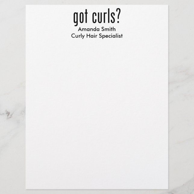 Got Curls? Letterhead Design (Front)