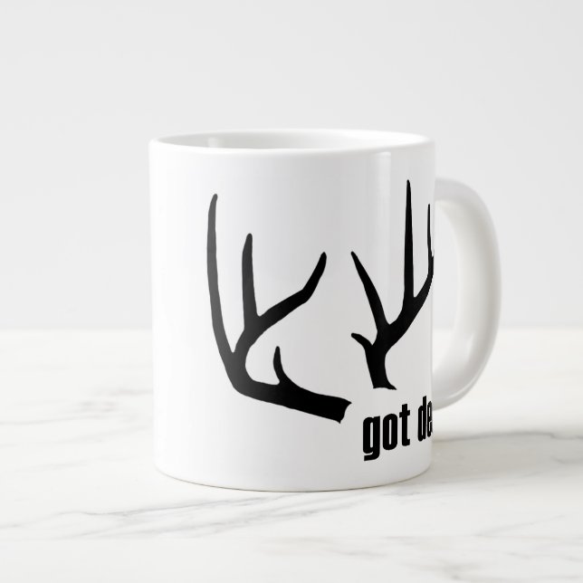 Got Deer Black Antlers Personalised Jumbo Mug (Front Right)
