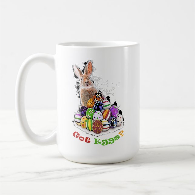 Got Eggs? Funny Easter Bunny Eggs Coffee Mug (Left)