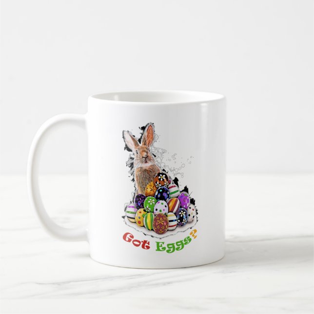 Got Eggs? Funny Easter Bunny Eggs Coffee Mug (Left)