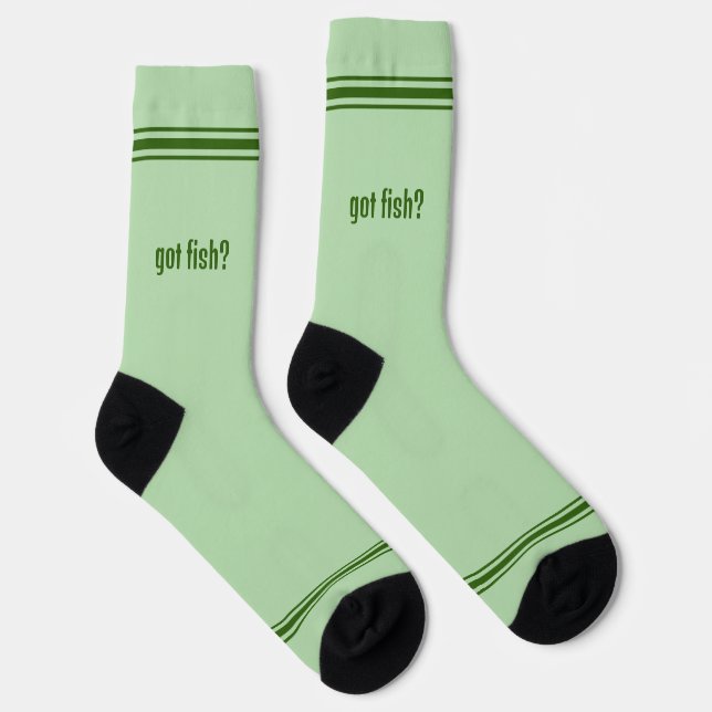 Got fish? Green fish on pale green? Socks (Right)