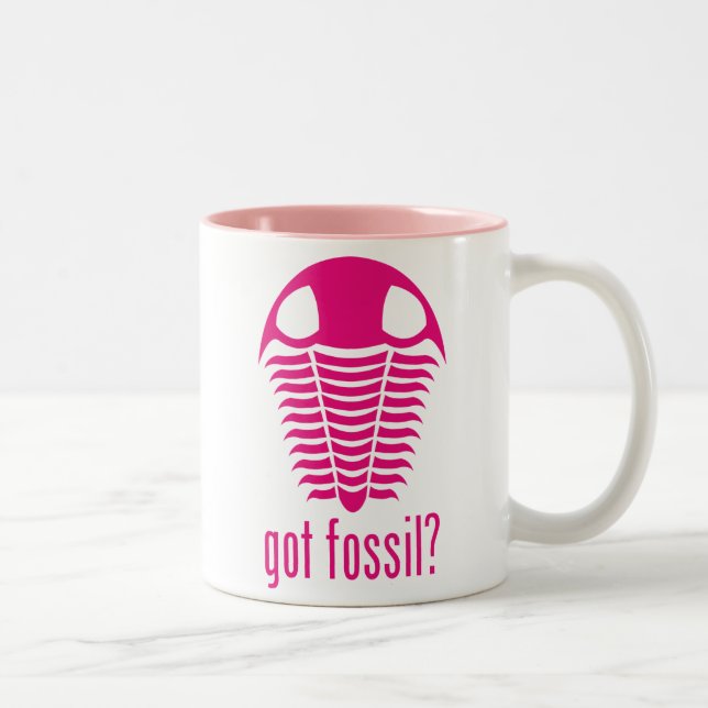 GOT FOSSIL? Pink Trilobite Two-Tone Coffee Mug (Right)