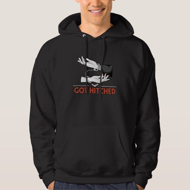 Got Hitched Wedding Couples Bride and Groom Hoodie (Front)