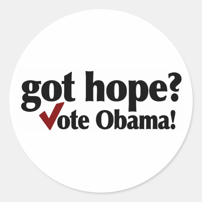 Got Hope Vote Obama Classic Round Sticker (Front)