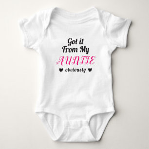 Got It From My Auntie Obviously Hearts Pink Black Baby Bodysuit