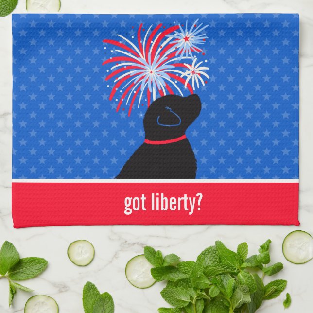 Got Liberty? Black Dog Kitchen Towel (Folded)