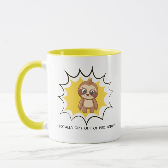 Got Out Of Bed Funny Quote | Custom Cute Sloth Mug (Left)