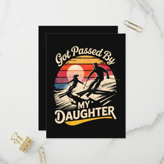 Got Passed By My Daughter Funny Skiing Ski Lover Invitation Postcard (Front/Back In Situ)