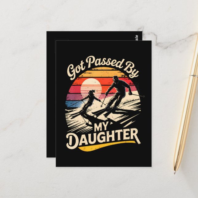 Got Passed By My Daughter Funny Skiing Ski Lover Postcard (Front/Back In Situ)