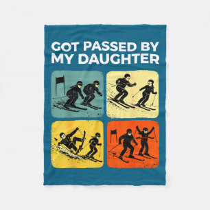 Got Ped By My Daughter Funny Retro Skiing  Fleece Blanket