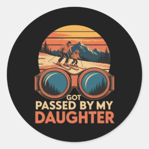 Got Ped By My Daughter Funny Skiing _88 Classic Round Sticker