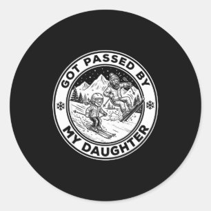 Got Ped By My Daughter Funny Skiing _8  Classic Round Sticker