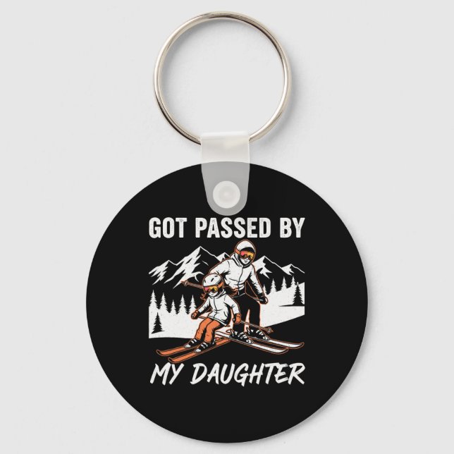 Got Ped By My Daughter Funny Skiing Funny Ski Dad  Key Ring (Front)