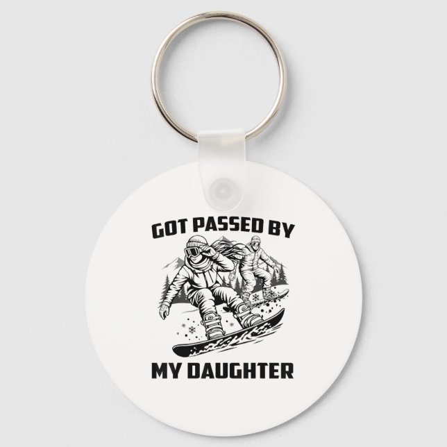 Got Ped By My Daughter Funny Skiing Ski Dad Winter Key Ring (Front)