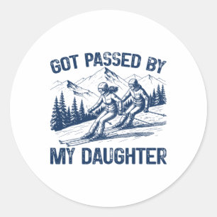 Got Ped By My Daughter Retro Funny Skiing Skiing F Classic Round Sticker