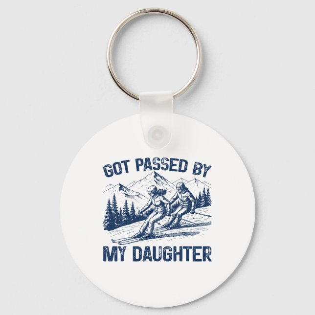 Got Ped By My Daughter Retro Funny Skiing Skiing F Key Ring (Front)