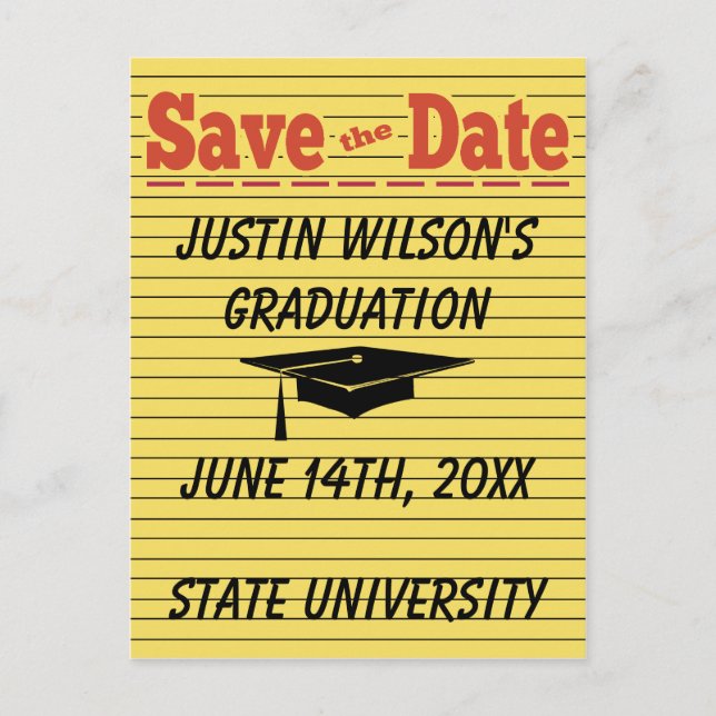 Got The Memo Graduation Cap Save The Date Card (Front)