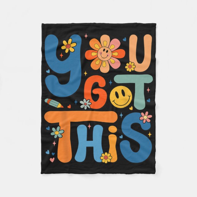 Got This Testing Day Groovy Motivational Teacher S Fleece Blanket (Front)
