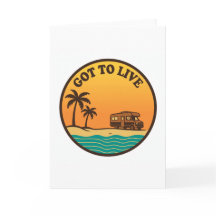 Got To Live Retro Sunset Greeting Card
