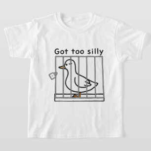 Got Too Silly Distressed Duck in Cage Humour T-Shirt