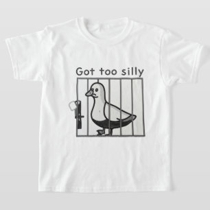 Got Too Silly Distressed Duck in Cage Humour T-Shirt