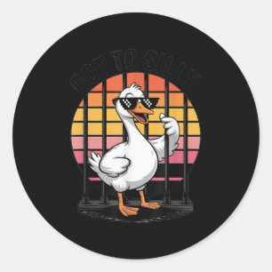 Got Too Silly Funny Goose Retro Sungles Jail Bird  Classic Round Sticker
