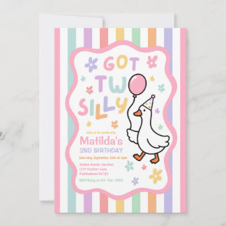 Got Two Silly Goose Girl 2nd Birthday Party Invitation