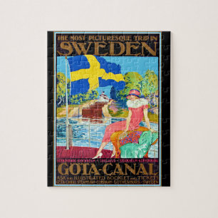 Gota Canal Sweden Vintage Travel Poster Jigsaw Puzzle