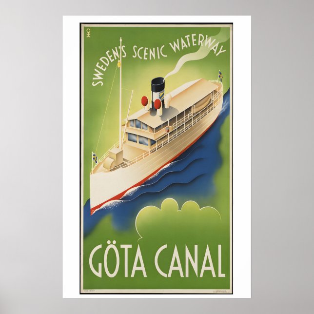 Göta Canal Sweden's Scenic Waterway Vintage Travel Poster (Front)