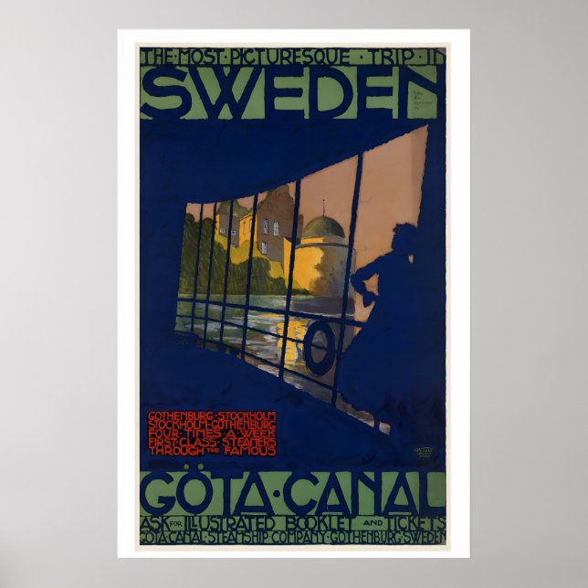 Göta Canal The Most Picturesque Sweden Vintage Poster (Front)