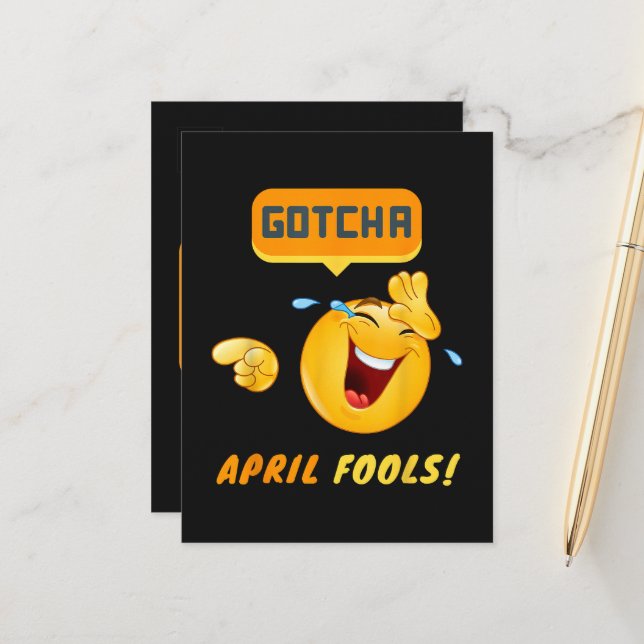 GOTCHA - April Fool's Day Funny Announcement Postcard (Front/Back In Situ)